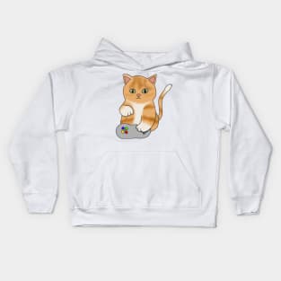 Gamer kitty (fluffy orange cat) Kids Hoodie